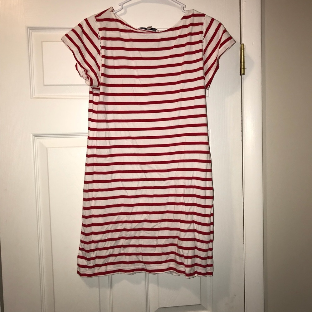 Red/White Stripe Short Sleeve T-shirt Dress Size S